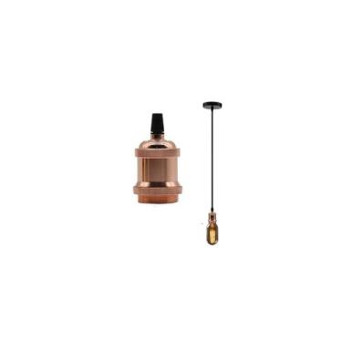 Imagem de Luminária pendente Vintage Socket Gold Rose com cabo preto - Lightbek 