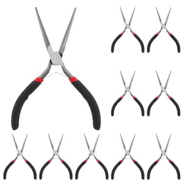 Imagem de 10 peças de alicates de ponta de agulha extralongos de 15 cm, mini alicate de joias de precisão com aderência confortável, nariz de agulha para fabricação de joias, reparo, artesanato