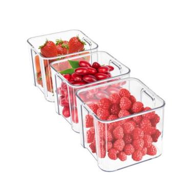 Imagem de Organizador de geladeira, gaveta, divisória, cubo, compartimentos remo