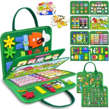 Imagem de Brinquedo Montessori Busy Board Exorany para 1-4 anos com 8 páginas