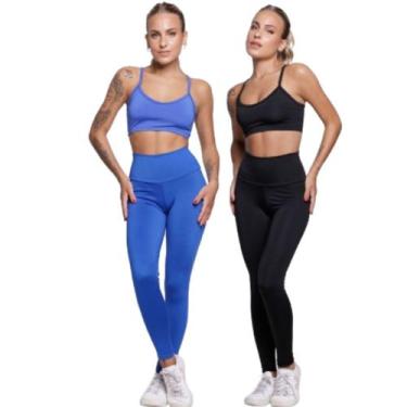 Imagem de KIT 2 Conjunto Top Alça Fina e Calça Suplex WLS Modas Roupa Para Acade