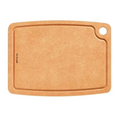 Imagem de Tábua de corte de fibra de madeira para cozinha – Tábua de corte composta de fibra de madeira com sulco de suco e pés antiderrapantes, segura para lava-louças, tábua de cortar carne, pão, frutas, 44 x