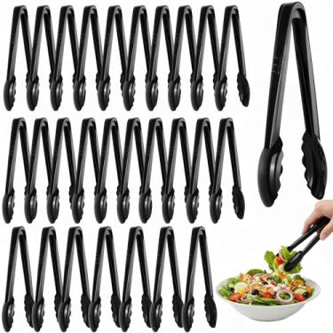 Imagem de 40 pinças de plástico para servir a granel, pinças de plástico de 23 cm descartáveis, utensílios de cozinha pretos pinças de salada resistentes para alimentos, buffets, churrascos, cozinha, catering