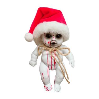 Imagem de TTETTZ Boneca Assombrada Bonecas Assustadoras Penduradas Susto Terror Decoração Brinquedo Halloween Boneca Assustadora para Decoração de Halloween Adereço, Menino Papai Noel Grande