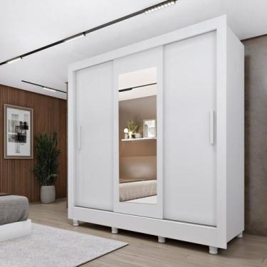 Imagem de Guarda Roupa Casal 3 Portas Taiffa 190Cm Com Espelho E Pés Espresso Mó