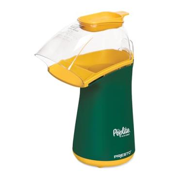 Imagem de Presto 04870 Poplite Popcorn Popper - Copo medidor embutido + manteiga derretida, fácil de limpar, envoltório de cordão embutido, 18 xícaras, verde/dourado