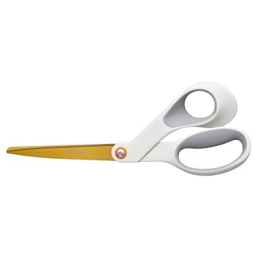 Imagem de Fiskars Tesoura de titânio SoftGrip, lâminas de aço inoxidável para artesanato em papel e alça ergonômica para conforto e controle em tarefas de corte, branca