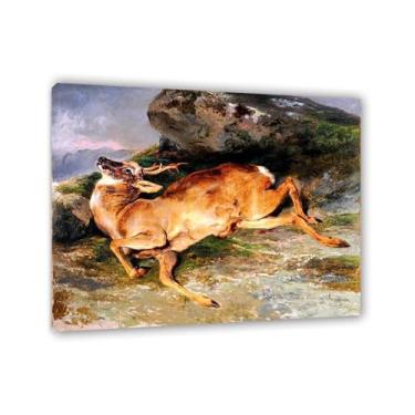 Imagem de Edwin Landseer Impressão em tela A Stray Shot Poster Giclee reprodução de pintura Edwin Landseer arte de parede decoração de casa sala de estar escritório quarto 48x40 cm (48.3x40.6 cm) emoldurado