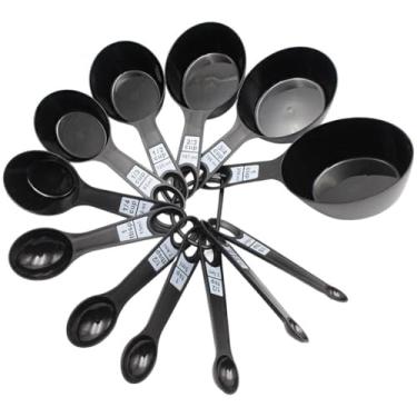 Imagem de FytStycale Conjunto de 12 xícaras e colheres medidoras, utensílios de cozinha premium, economizadores de espaço, utensílios de cozinha práticos e universais para, Preto