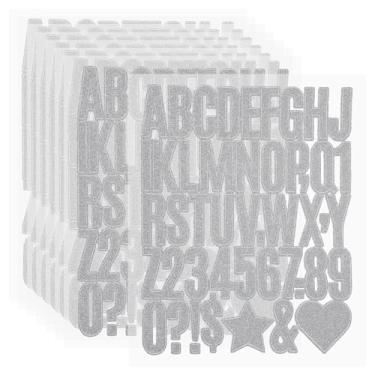 Imagem de PATIKIL 368 peças de adesivos de letras com glitter de 4 cm, 8 folhas de adesivos com número do alfabeto autoadesivos de vinil, adesivos à prova d'água para decoração de scrapbook, placa de caixa de