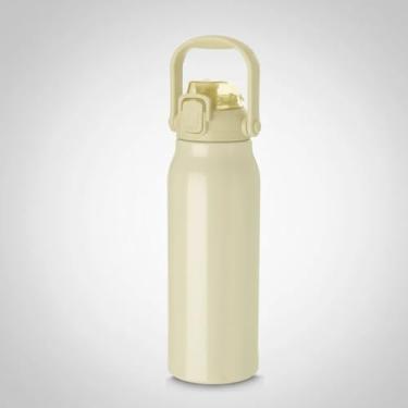 Imagem de Garrafa Térmica 1,7L Litrão em Aço Inox com Alça Ergonômica e Bico com Canudo, Parede Dupla Isolada a Vácuo, Pintura Brilhosa, Mantém Bebidas Quentes 8h e Frias 12h, Premium (Amarelo)