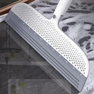 Imagem de Removedor de pelos de animais de estimação, vassoura de silicone para piso, vassoura mágica de cabo longo, rodo para carpete, azulejo de banheiro, madeira, pele, garagem, derramamentos de líquidos, poeira fina, 130 cm e suporte de gancho