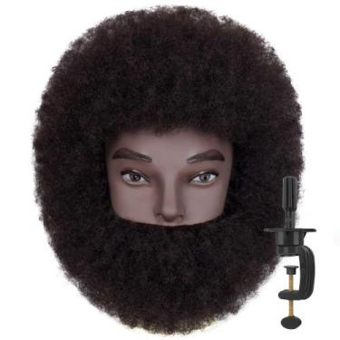 Imagem de Cabeça de manequim DIRUISI 8Afro Male com barba 100% cabelo humano