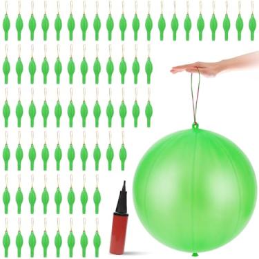 Imagem de 100 Pcs Punch Balloons Thickened Punching Balloon Heavy Duty Party Favors with Rubber Band Handle and Air Pump for Birthday Halloween Goodie Bag Stuffer Supply (Green)
