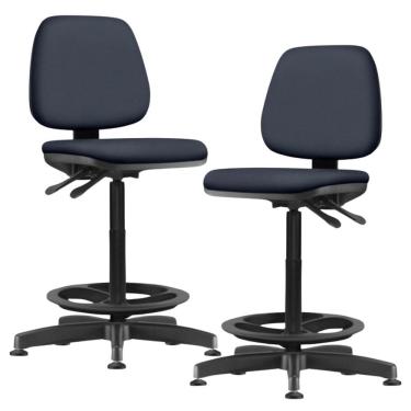 Imagem de Kit 02 Cadeiras Caixa Alta Giratória Estofada Work F02 Sintético Azul - Lyam Decor