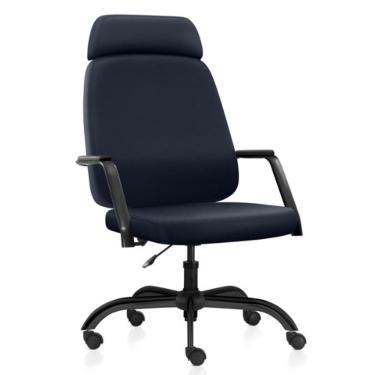 Imagem de Cadeira de Escritório Giratória Diretor com Apoio de Cabeça Hub F02 Sintético Azul - Lyam Decor