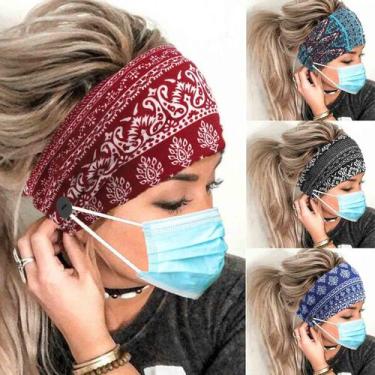 Imagem de Faixa de cabeça Olbye Leopard Button, elástica larga para mulheres, 4 