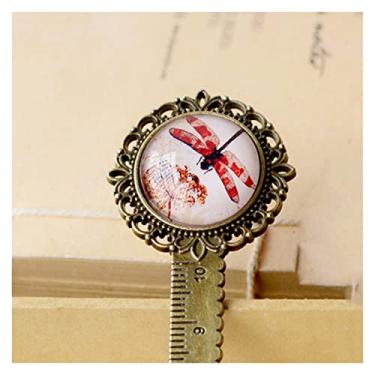 Imagem de SUNESA Marcador de livro libélula metal régua vintage retro torre marcador de livro clipes de papel para crianças, presente de papelaria, presente de estudante, marcador de página de metal (cor