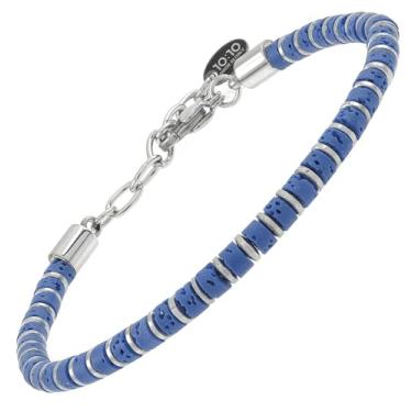 Imagem de 10:10 Pulseira com contas para homens e mulheres – Pulseira de pedra vulcânica natural, hematita e aço inoxidável – ajustável, durável e elegante – Feita na Itália, Adjustable, Pedra Aço inoxidável