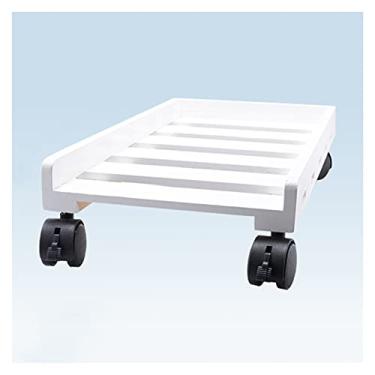 Imagem de Suporte de CPU de madeira para PC, capa de PC, suporte de torre com rodas de travamento, suporte de chão host de CPU com defletor protetor e suporte de design oco inferior (cor: dourado)