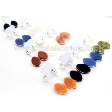 Imagem de 10 Brincos Navete com Pedras Mistas e Tarracha em Banho Flash Prateado