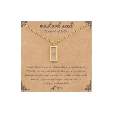 Imagem de Colar de semente de mostarda joia inspiradora de fé cristã, pingente longo de ouro, prata, delicado, simples, presentes para mulheres, Large, Sem Pedra Preciosa