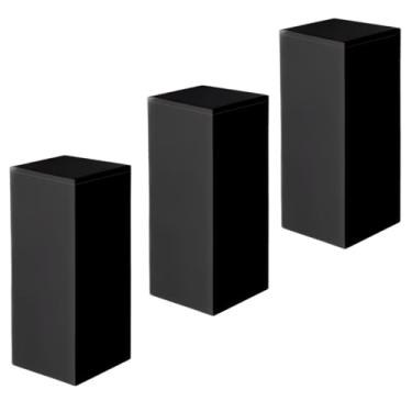 Imagem de Kit 3 Base Cubo Tablado Para Vitrine Para Lojas Fotos MDF Preto 45x20x20cm