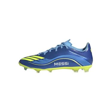 Imagem de adidas Tênis unissex adulto F50 Messi League Firm Multi Ground, Team Royal Blue/Solar Yellow/Semi Blue Burst, 12.5 Women/11.5 Men