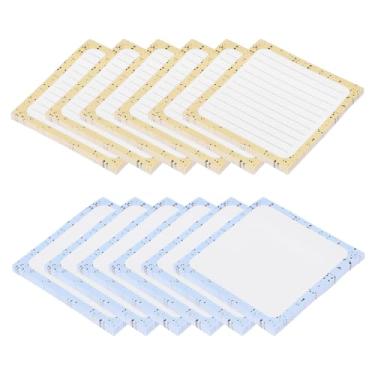 Imagem de PATIKIL Notas adesivas fofas, 7,5 x 7,5 cm, 12 blocos, 600 folhas, blocos autoadesivos post-its com linhas para sala de aula, escritório, suprimentos essenciais, azul creme/amarelo creme