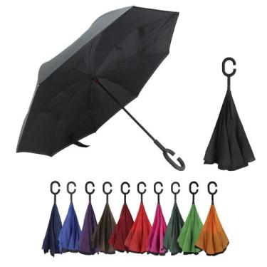 Imagem de Guarda Chuva Tecido Duplo Contra Vento Reforçado  Invertido - FP Eletr