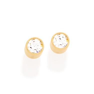 Imagem de Brinco Feminino Rommanel Solitário Banhado a Ouro 18k com Cristais 523