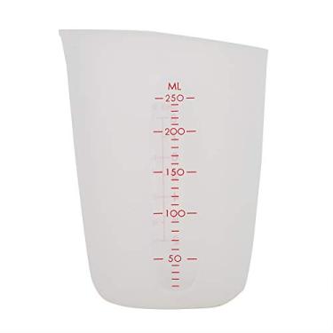 Imagem de Copo medidor transparente para cozinhar, copo de medição de silicone macio copo de leite semipermeável para assar e fazer coquetéis, derretimento de chocolate (250 ml)