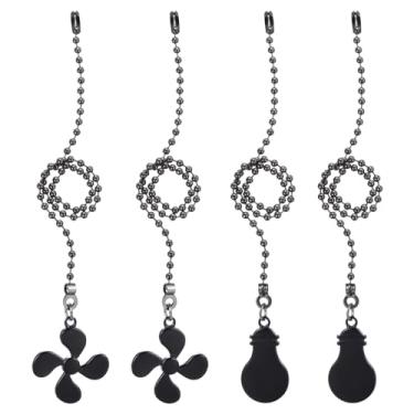 Imagem de Conjunto extensor de corrente para ventilador de teto de 33 cm, 4 peças, corrente de puxar para ventilador de bola com contas com lâmpada decorativa e cabo de ventilador para ventilador de lâmpada de