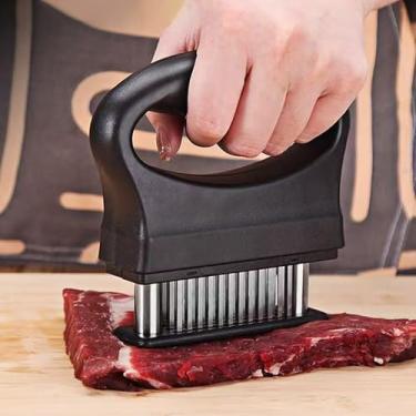 Imagem de Amaciador de carne com 48 lâminas de agulha ultra afiadas de aço inoxidável, com capa de proteção, máquina de cozinhar resistente para amaciar carne, peru, frango, bife, vitela, porco, peixe, etc