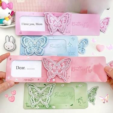 Imagem de Cartões surpresa extraíveis feitos à mão 3D pop-up fofo filhote de cachorro e borboleta para aniversários, confissões, lembrancinhas de festa, azul