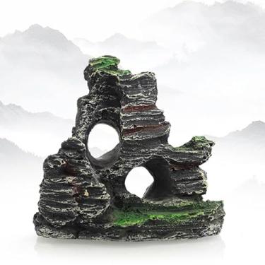 Imagem de Decoração de aquário de peixes - Decorações para pequenos aquários de peixes para caverna esconderijo de ciclídeos Betta