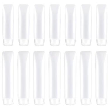 Imagem de Capiant 14 frascos de apertar tamanho viagem, tubos de pasta de dente recarregáveis à prova de vazamento e recipientes de loção, dispensadores de plástico pequenos de 30 ml e 50 ml para artigos de