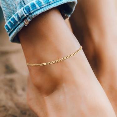 Imagem de Tornozeleira dourada feminina com corrente trançada facetada 2,8 mm