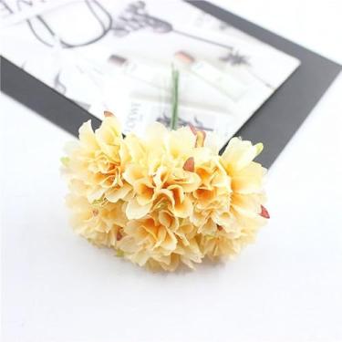 Imagem de Tecido de flores de cerejeira com hastes - Suprimentos florais artificiais para fazer grinaldas (bege)