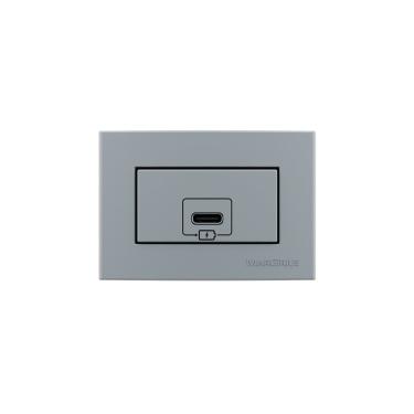 Imagem de Placa Para Móveis 65x45 E Tomada Carregador Usb-c Margirius Sleek Colors 2a 10w Cinza Cinza