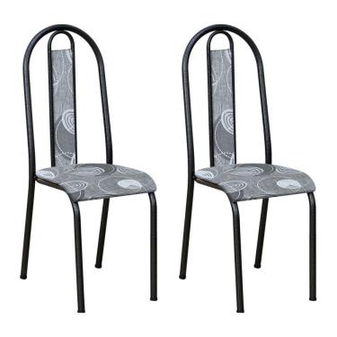 Imagem de Kit 2 Cadeiras De Cozinha Arizona Estampado Pará Pés De Ferro Preto - Pallazio