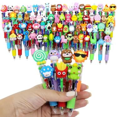 Imagem de KEARTN Pacote com 70 mini canetas multicoloridas em uma canetas divertidas 4 em 1 para crianças, lindas canetas esferográficas em massa para aniversários e festas infantis, presentes divertidos