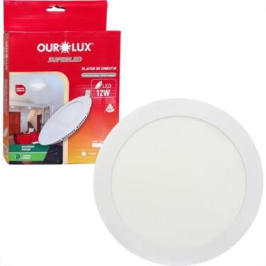 Imagem de Plafon Led Embutir Ourolux Redondo 12W. 720Lm. 6400K. Bivolt Branco