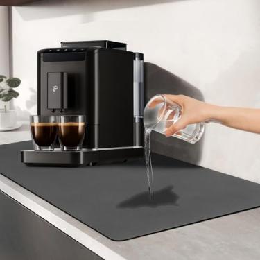Imagem de Generic Tapete de secagem de louça, bandeja de máquina de café super absorvente, 30,5 cm L x 48,3 cm C, cinza, sólido, silicone