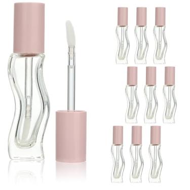 Imagem de COSIDEA 9 tubos de brilho labial de vidro vazio rosa de 8 ml, tubo de brilho labial com frascos de varinha para recipiente de recarga de liptina de óleo de coco (rosa, 9 peças)