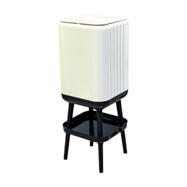 Imagem de MotiveTech Lixeira com pés, cesto de lixo com prateleira, lixeira alta, para quarto, sala de estar e casa, com Tampa
