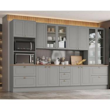 Imagem de Cozinha Modulada 7 Peças com Tampo Americana Henn, Cinza Nature