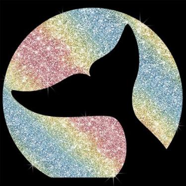 Imagem de Adesivo autocolante de PVC brilhante com cauda de peixe de baleia cintilante para carros, laptops, motocicletas, parede, janela, bagagem, capa de arranhão, porta, multisuperfície (colorido)