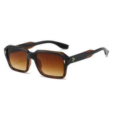 Imagem de HCHES Óculos de Sol Fashion Masculino Feminino com Rebites em Formato de Flecha e Proteção UV400 (Marrom Chá 2)