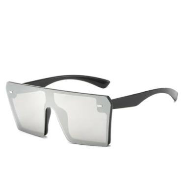 Imagem de VFDHN Óculos de sol feminino clássico azul espelhado com revestimento UV400 (preto e prata)